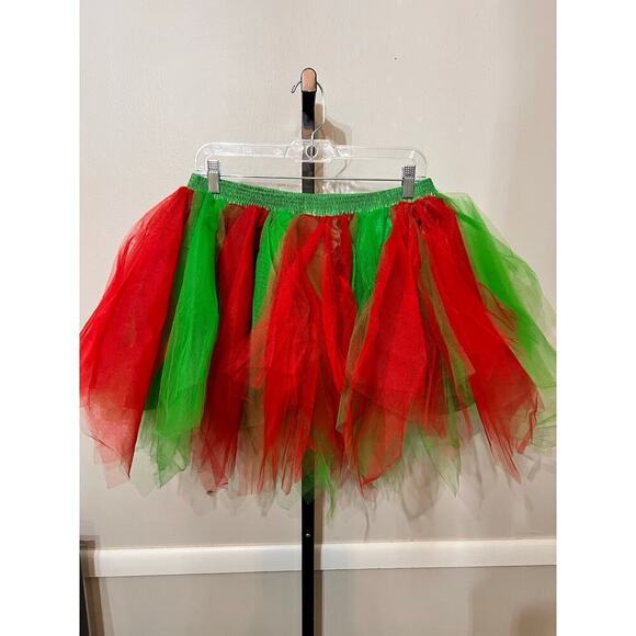 Unbranded Tutu Mini Skirt Tulle Layered Balletcore Pull On Red Green Womens - Picture 3 of 4